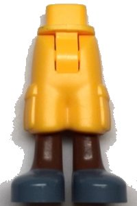 LEGO part Mini Doll Hips and Trousers Cropped Large Pockets, Reddish Brown Legs, Sand Blue Shoes Pattern - Thick Hinge 25727c00pb10