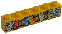 LEGO part Steen 1 x 6 con patrón '58' y Placas de Matrícula Colgantes 3009pb204
