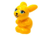 LEGO part Bunny / Rabbit, Friends, Sitting with Dark Turquoise Eyes, Black Nose and Mouth, and Bright Pink Tongue Pattern 34050pb03