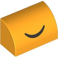 LEGO part Slope, Curved 1 x 2 with Black Closed Eye Curved Line Pattern 37352pb032