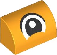 LEGO part Slope, Curved 1 x 2 with Black and White Eye Pattern 37352pb033