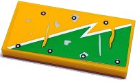 LEGO onderdeel Tile 2 x 4 with Bright Green and White Worn Lightning Bolt and Silver Rivets Pattern Model Left Side (Sticker) - Set 70429 87079pb1341L
