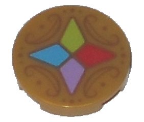LEGO part Baldosa, Redonda 2 x 2 con Soporte de Espiga Inferior con Patrón de 4 Cristales (14769pb201)