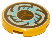 LEGO part Fliese, Rund 2 x 2 mit Stifthalter unten mit Runenmuster und blauen Pixeln Muster 14769pb221