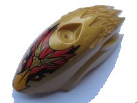 LEGO part Flywheel Fairing Bird Shape with Gold Beak Fluminox Pattern 15093pb02