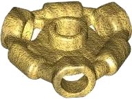 Minifigur, Waffe Halterring mit 3 Stangen und 3 Stangenlöchern (Ninjago Aeroblade Mitte) - Offener Stift in perlmutt gold, LEGO Teilenummer 1941