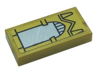 LEGO onderdeel Tile 1 x 2 with Silver Mirror with Gold Arched Border Pattern (Sticker) - Set 71043 3069pb0967
