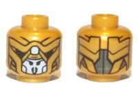 LEGO part Minifigure, Head Alien with Armor, Vents, Black Eye Holes, and Light Bluish Gray Mouth Covering Pattern 3626pb0762