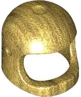 Minifigure, Headgear Helmet Space / Town with Thick Chin Strap - with Visor Dimples (Reissue with Top Dimple) in pearl gold, LEGO part number 50665