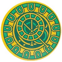 LEGO part Tile, Round 3 x 3 with Clock Face with Green and Dark Green Rings Pattern 67095pb083