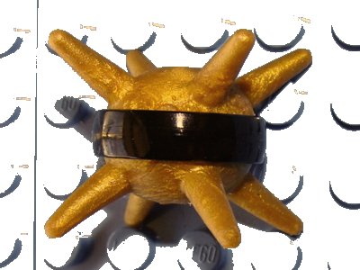 LEGO onderdeel Bionicle Thornax Fruit Spiked Ball with Molded Hard Plastic Black Band Pattern - Flexible Rubber (85582pb01)