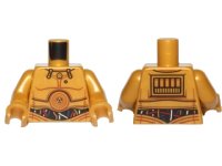 LEGO part Torso SW C-3PO with Dark Blue, Red and White Wires Pattern / Pearl Gold Arms / Pearl Gold Hands 973pb2123c02