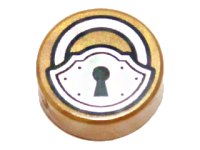 LEGO onderdeel Tile, Round 1 x 1 with Black and Silver Padlock Pattern 98138pb012