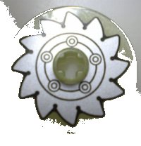 LEGO part Technic, Disk 3 x 3 with Silver Circular Saw Blade Pattern (Sticker) - Set 8648 2723pb035