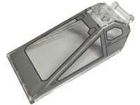 LEGO part Windscreen 8 x 4 x 2 with 2 Studs and Bar Handle with Light Bluish Gray Cockpit Window Frames with Dark Bluish Gray Lines Pattern 21849pb09
