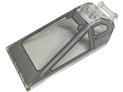 LEGO part Windscreen 8 x 4 x 2 with 2 Studs and Bar Handle with Light Bluish Gray Cockpit Window Frames with Dark Bluish Gray Lines Pattern (21849pb09)