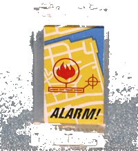 LEGO part Platte 1 x 2 x 3 - Massiv Noppen mit Stadtplan mit Flamme und 'ALARM!' Muster (Aufkleber) - Set 7240 2362apb21
