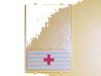 LEGO part Cristal para Ventana 1 x 4 x 5 con 5 Rayas Blancas y Patrón de Cruz Roja (Pegatina) - Conjunto 6380 2494pb02