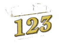 LEGO part Brick 1 x 2 without Bottom Tube with Gold '123' Pattern 3065pb16