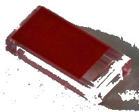 LEGO part Tile 1 x 2 with Red Rectangle Pattern 3069pb0908