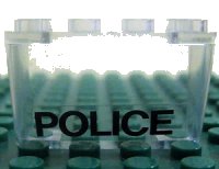 LEGO onderdeel Windscreen 2 x 4 x 2 Inverted with Black 'POLICE' Pattern (Sticker) - Set 6384 4284pb01