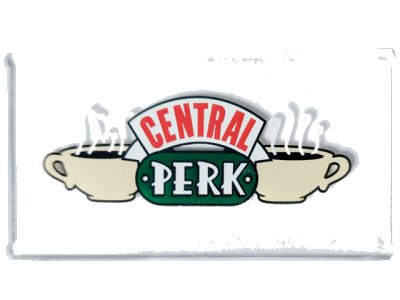 LEGO part Glass for Window 1 x 4 x 6 with 2 Cups of Coffee and  'CENTRAL PERK' Pattern (57895pb059)