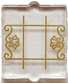 LEGO onderdeel Glass for Window 1 x 2 x 2 Flat Front with Gold Lattice, Flowers and Filigree Pattern (60601pb046)