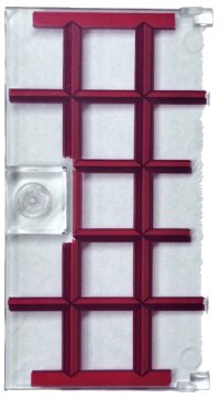 LEGO part Door 1 x 4 x 6 with Stud Handle with Red and Dark Red Window Frame Pattern 60616pb088