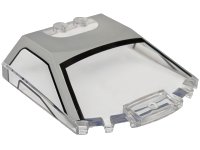 LEGO part Windscreen 6 x 6 x 1 1/3 Straight Sides with Light Bluish Gray Roof and Black Window Frame Outline Pattern 65633pb20