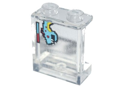 LEGO part Panel 1 x 2 x 2 with Side Supports - Hollow Studs with Medium Azure Video Game Dragon and Health Bar Pattern (Sticker) - Set 71741 (87552pb066)