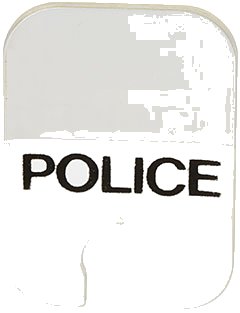 LEGO part Windscreen Motorcycle Windshield with Black 'POLICE' on White Background Pattern (bb0057pb01)