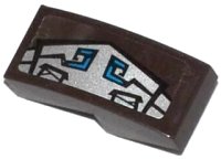 LEGO part Schräge, Courbée 2 x 1 x 2/3 avec Motif Armure Gorille Bleu et Argent Côté Modèle Gauche (Autocollant) - Ensemble 70125 11477pb013L