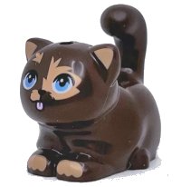 LEGO onderdeel Cat, Friends, Large, Sitting with Nougat Markings, Medium Blue Eyes, and Pink Tongue Pattern (Pixel) 2652PB02