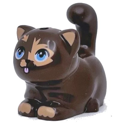 LEGO onderdeel Cat, Friends, Large, Sitting with Nougat Markings, Medium Blue Eyes, and Pink Tongue Pattern (Pixel) (2652PB02)