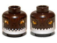 LEGO part Minifigure, Head Dual Sided Alien Chima Crocodile with Bright Light Orange Eyes, Silver Lower Jaw, and Reddish Brown Scales, Wide / Narrow Eyes Pattern 3626pb0902