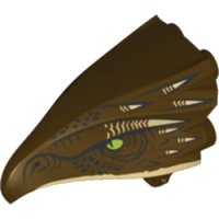LEGO part Bird Head Jaw Upper with Dark Brown Beak and Tan Horns Pattern (Hungarian Horntail) 38832pb03