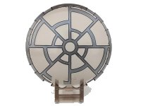 LEGO part Dish 6 x 6 Inverted with Bar Handle with SW 8 Spoke Death Star Window Pattern 18675pb03