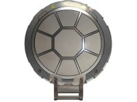 LEGO part Dish 6 x 6 Inverted with Bar Handle with SW 8 Spoke Radial Cockpit with Yellow Triangles and Red Dots Pattern 18675pb24