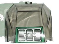 LEGO part Windscreen 4 x 6 x 4 Canopy with Hinge with 'BRICK' Text and Grille Pattern 30633pb02