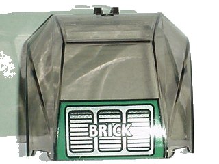 LEGO part Windscreen 4 x 6 x 4 Canopy with Hinge with 'BRICK' Text and Grille Pattern (30633pb02)