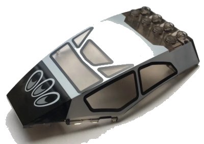 LEGO onderdeel Windscreen 10 x 6 x 2 Curved with White Frame and Air Intake Pattern (45705pb027)