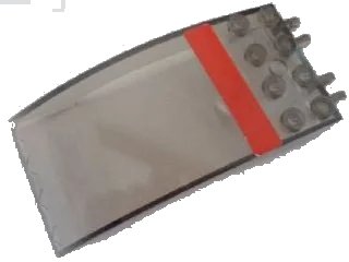 LEGO onderdeel Windscreen 8 x 4 x 2 Curved with Locking Dual 2 Fingers with Red Stripe Pattern (Sticker) - Set 8652 (46413pb006)