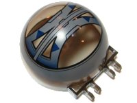 LEGO part Windscreen 6 x 6 x 3 Canopy Half Sphere with Dual 2 Fingers with SW Droid Tri-Fighter Dark Blue Triangles Pattern 50747pb03