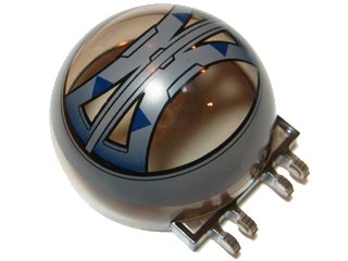 LEGO part Windscreen 6 x 6 x 3 Canopy Half Sphere with Dual 2 Fingers with SW Droid Tri-Fighter Dark Blue Triangles Pattern (50747pb03)