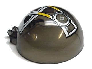 LEGO part Windscreen 6 x 6 x 3 Canopy Half Sphere with Dual 2 Fingers with SW Republic Attack Gunship Crosshairs Pattern (50747pb05)