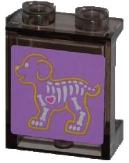 LEGO part Panel 1 x 2 x 2 with Side Supports - Hollow Studs with X-Ray Dog Skeleton on Medium Lavender Background Pattern (Sticker) - Set 3188 87552pb014