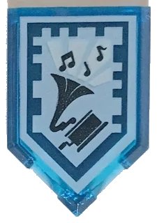 LEGO onderdeel Tile, Modified 2 x 3 Pentagonal with Nexo Power Shield Pattern - Drop the Beat (22385pb098)