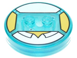 LEGO part Dimensions Spielzeug Etikett 4 x 4 x 2/3 mit 2 Stiften und trans-hellblauem Boden mit weißem Hemdkragen und gelbem Nacken Muster (Homer) (18605c01pb09)