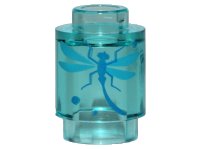 LEGO part Brick, Round 1 x 1 with Blue Dragonfly Pattern 3062pb058