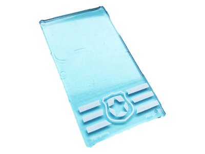 LEGO part Glass for Window 1 x 4 x 6 with Police Badge and 3 White Stripes Pattern (Sticker) - Set 60141 (57895pb071)
